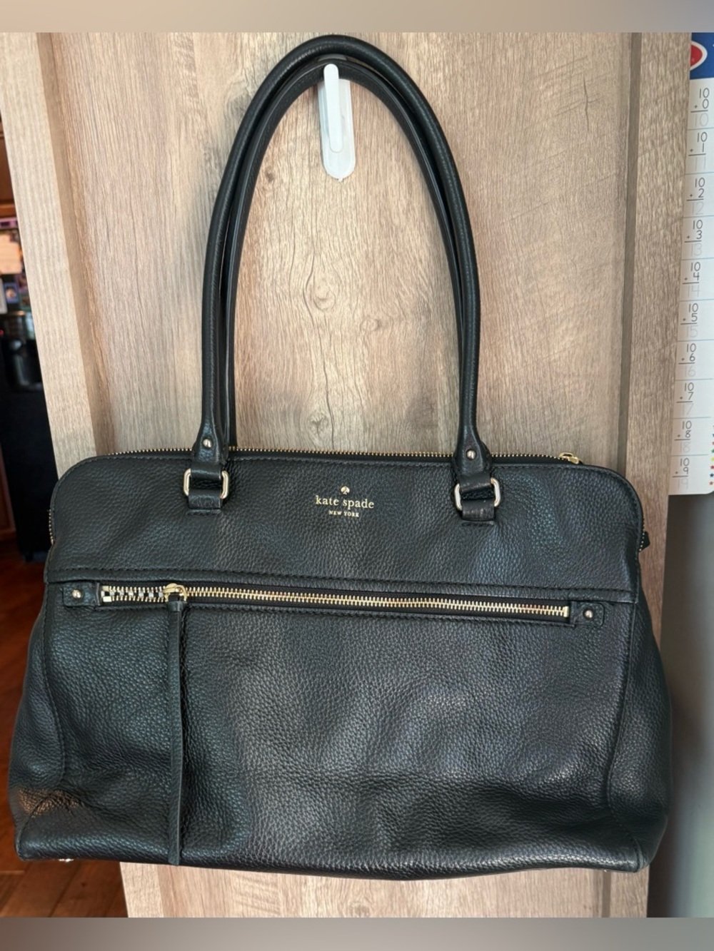kate spade Black Pebbled Leather Tote with Gold Hardware